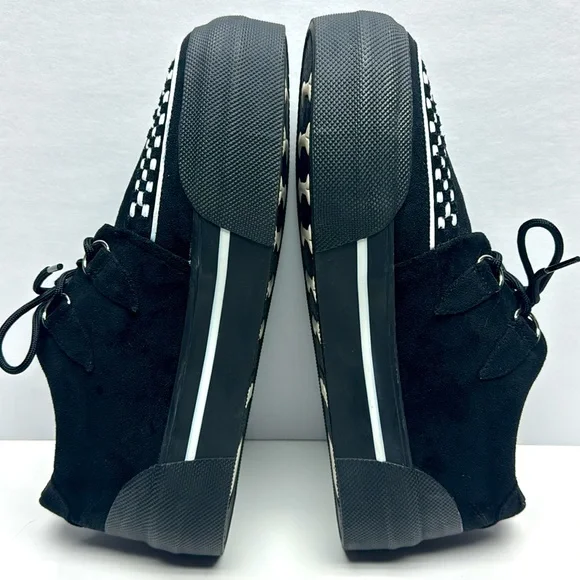 TUK Creeper Sneakers Black Platform Sneakers with Checkered Detail - Picture 4 of 8